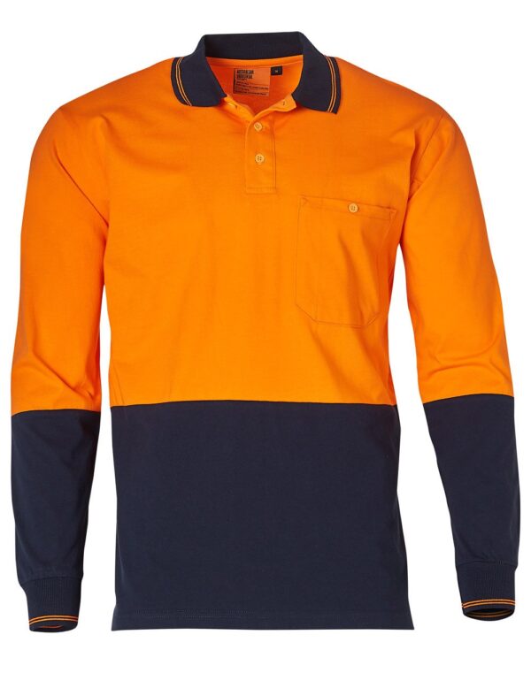 AIW Workwear Cotton Jersey Two Tone Long Sleeve Safety Polo