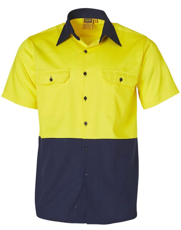 AIW Workwear Cotton Drill Safety Shirt Short Sleeve