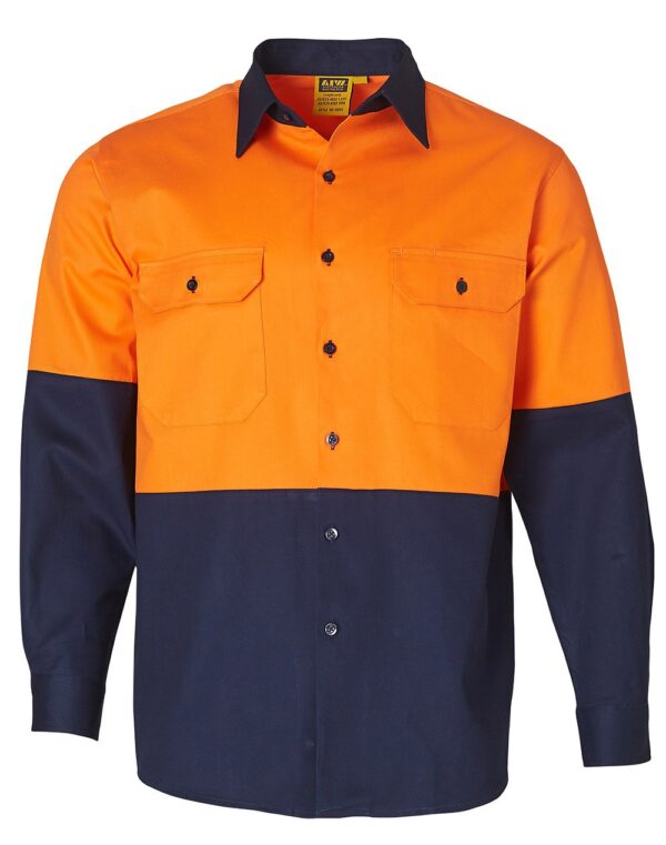 AIW Workwear Cotton Drill Safety Shirt Long Sleeve