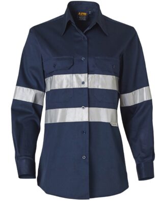 AIW Workwear Womens Cotton Drill Work Shirt With 3M Tapes